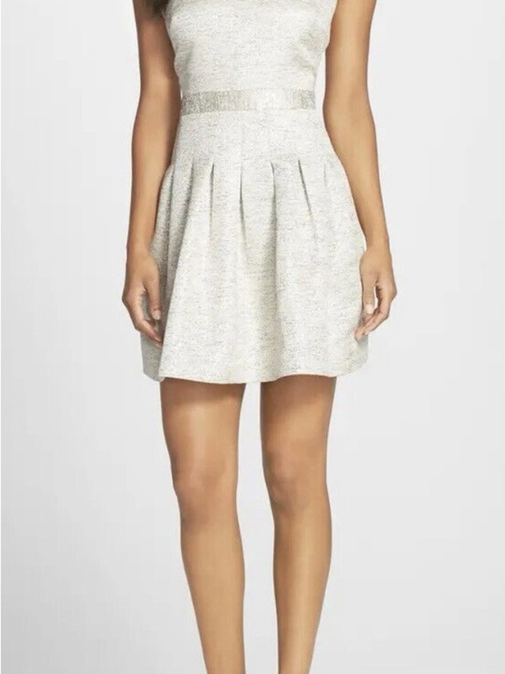 CeCe Light Gray Pleated Skater Skirt